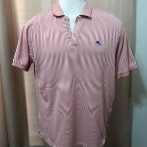 Tommy Bahama Polo Shirt red/white striped XL